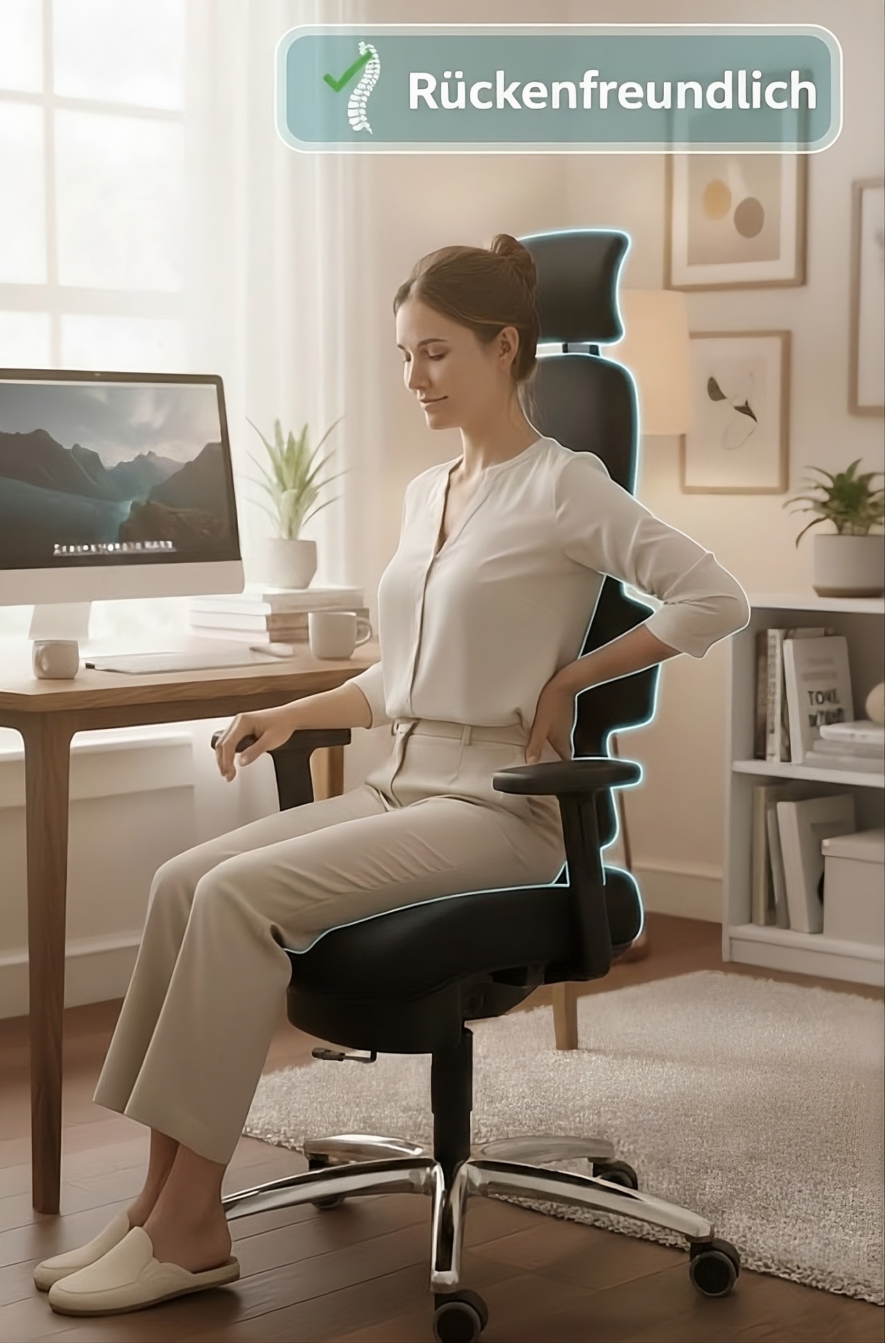 Bürostuhl zur Rückenunterstützung 