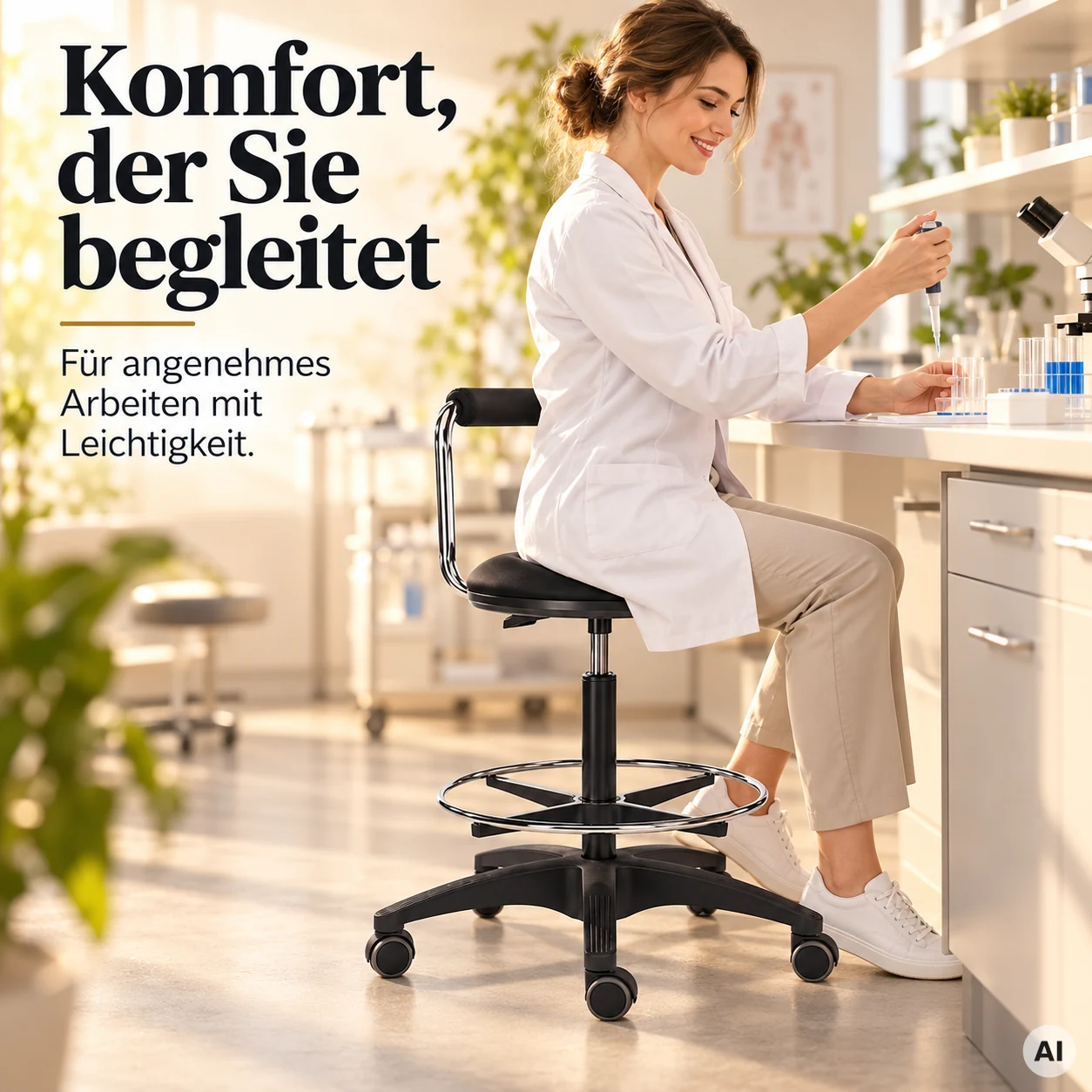 Labor 4 - Hocker mit Rückenlehne und Fußring