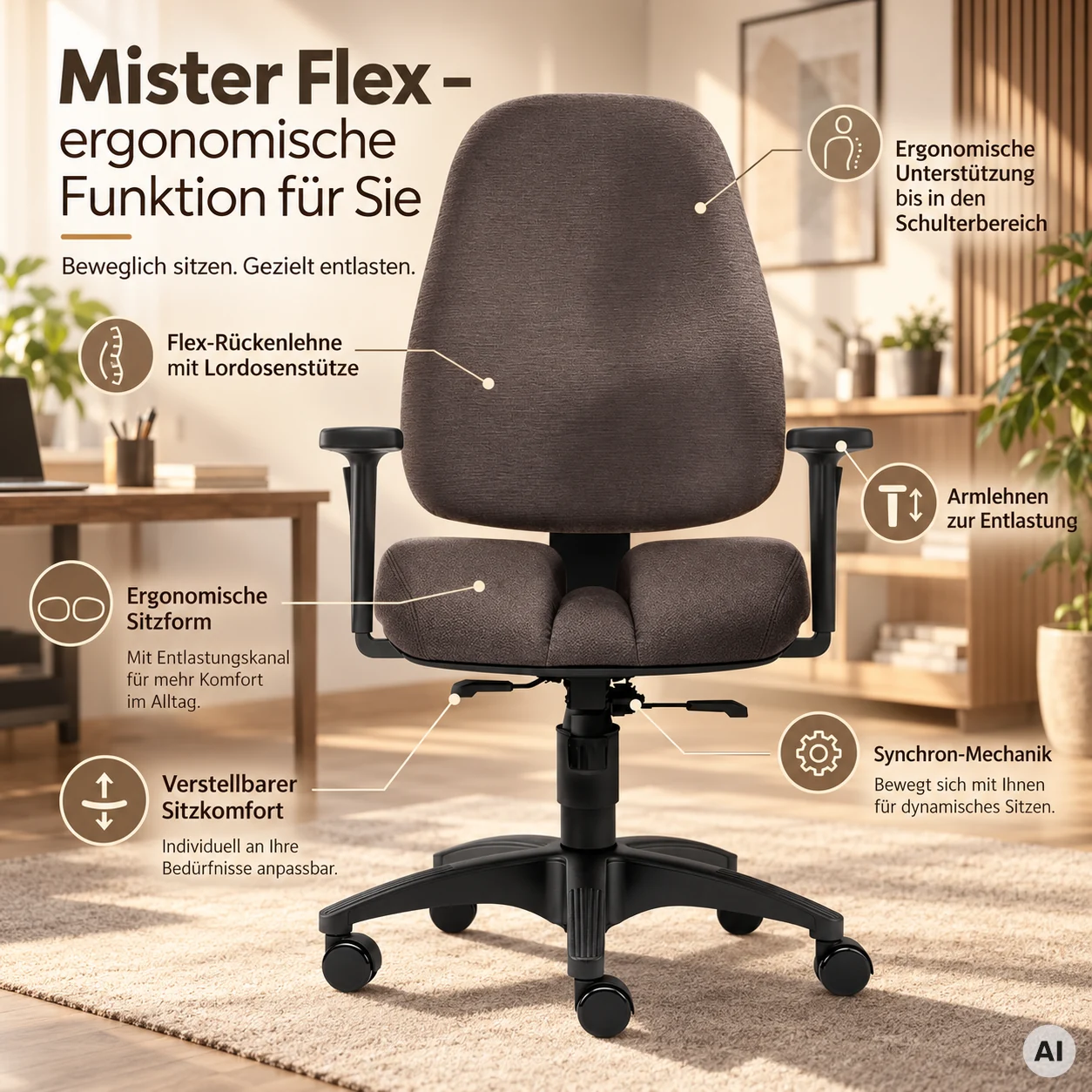Mister Flex - Bürodrehstuhl speziell für Männer